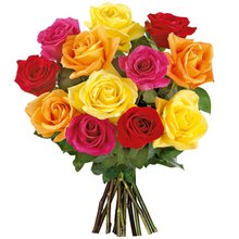 Ramalhete de 12 Rosas Coloridas