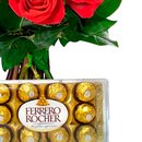 Buquê de 12  Rosas Vermelhas com Ferrero Rocher e Chandon