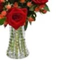 Elegantes Rosas Vermelhas e Laranja no Vaso
