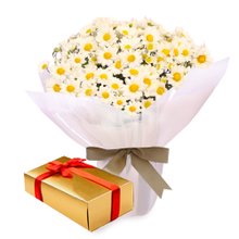 Mini Vaso de Margarida e Caixa de Chocolate