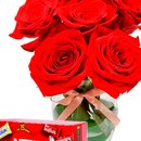 Surpresa de Rosas Colombianas e Caixa de Chocolate