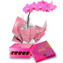 Orquídea Pink e Caixa Corações Trufados Ofner