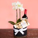 Sofisticada Mini Orquídea Branca e Vinho