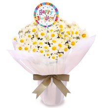 Imagem de Mini Margaridinhas Brancas Happy Birthday