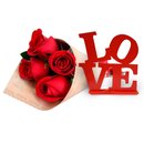 Buquê de 4 Rosas Vermelhas com Placa Love