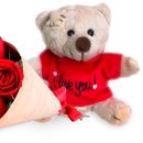 Buquê de 4 Rosas Vermelhas e Urso Dodói