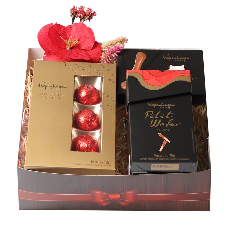 Box de Flores Secas com Mix de Chocolates Kopenhagen