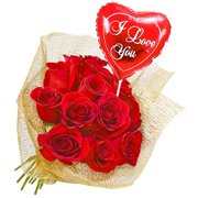 Buquê de Rosas Colombianas Vermelhas e Balão I Love You