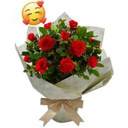 Mini Rosa Vermelha Plantada com Emoji Coraçãozinho