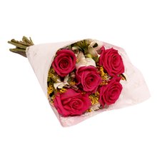 Buquê Encanto com 5 Rosas Pink
