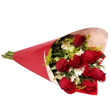 Buquê Maravilha com 8 Rosas Vermelhas