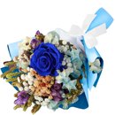 Buquê Rosa Encantada e Flor Seca Azul