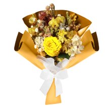 Buquê Rosa Encantada e Flor Seca Amarelo