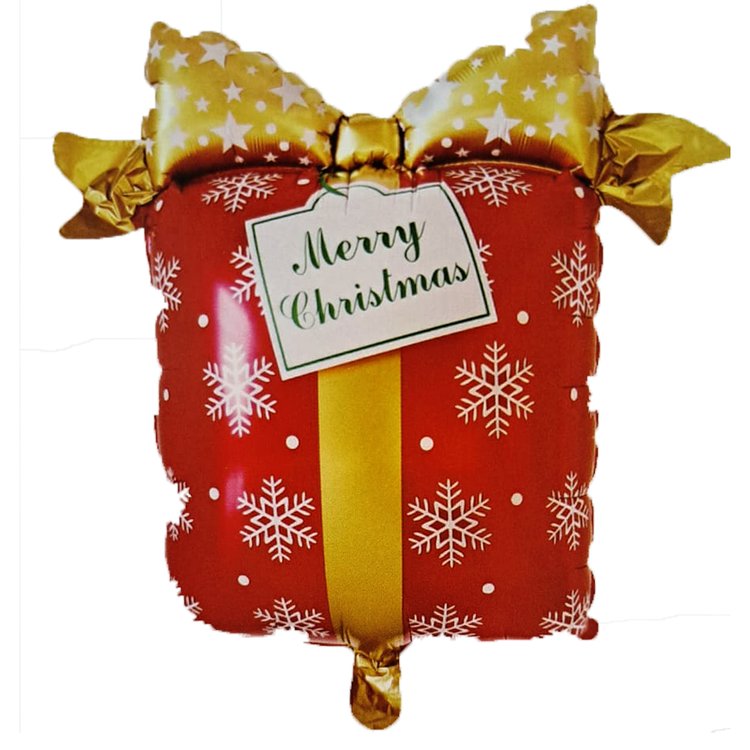 Balão Metalizado Presente Merry Christmas 54x63cm