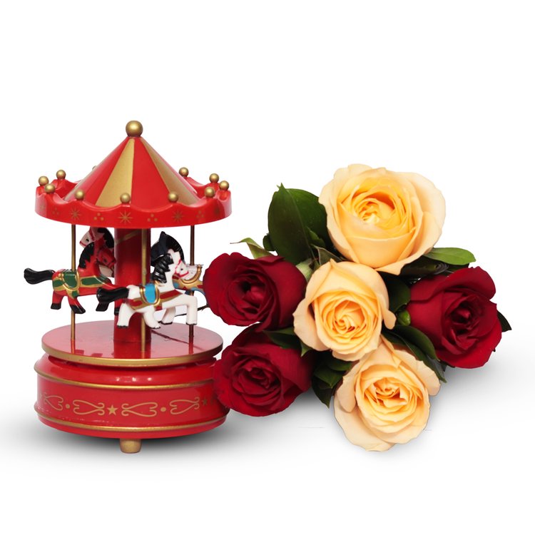 Buquê de Rosas e Carrossel Musical
