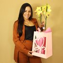 Orquídea Phalaenopsis Amarela na Sacola Rosa