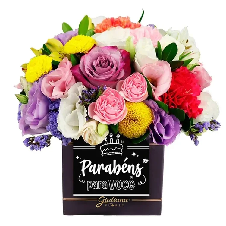 Mix de Flores no Box Parabéns pra Você