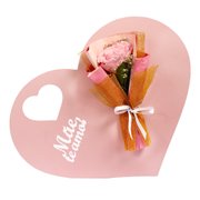 Rosa Encantada Cor de Rosa no Coração Mãe Te Amo
