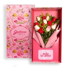 Buquê de 12 Rosas no Box Mãe Te Amo