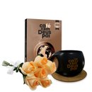 Buquê de 6 Rosas Champanhe com Livro e Caneca Café com Deus Pai