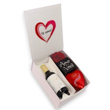 Kit Te Amo com Rosa Encantada e Lindt e Vinho