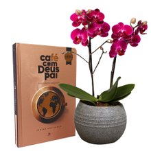 Formidável Orquídea Mini Rara Lilás e Livro Café com Deus Pai