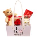 Box Eu Te Amo com Rosa Encantada e Lindt e Vela Linha Aromática