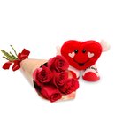 Pelúcia com Botinha e Buquê Partitura de Rosas Vermelhas