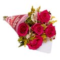 Buquê Encanto com 5 Rosas Pink Namorados