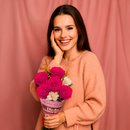 Buquê Encanto com 5 Rosas Pink Namorados