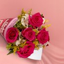 Buquê Encanto com 5 Rosas Pink Namorados