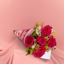 Buquê Encanto com 5 Rosas Pink Namorados