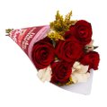 Buquê Encanto com 5 Rosas Vermelhas Namorados
