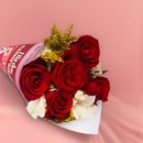 Buquê Encanto com 5 Rosas Vermelhas Namorados
