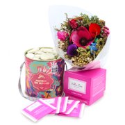 Buquê de Flores Secas e Chá Villa Piva e Biscoito Giuliana Flores