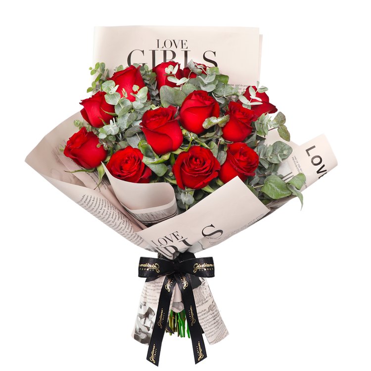 Buquê de Rosas Vermelhas - Amor no Jornal