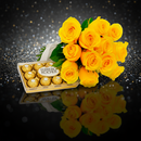 Buquê de 12 Rosas Amarelas e Ferrero