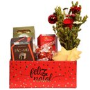 Cesta Feliz Natal com Buquê de Flor Seca e Guloseimas