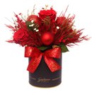 Arranjo Natalino Vermelho com Flor Seca e Rosa Encantada