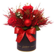 Arranjo Natalino Vermelho com Flor Seca e Rosa Encantada