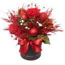 Arranjo Natalino Vermelho com Flor Seca e Rosa Encantada