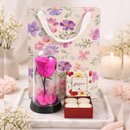 Bela Rosa Encantada Pink e Mini Velas Encontro Floral na Bag Pétalas