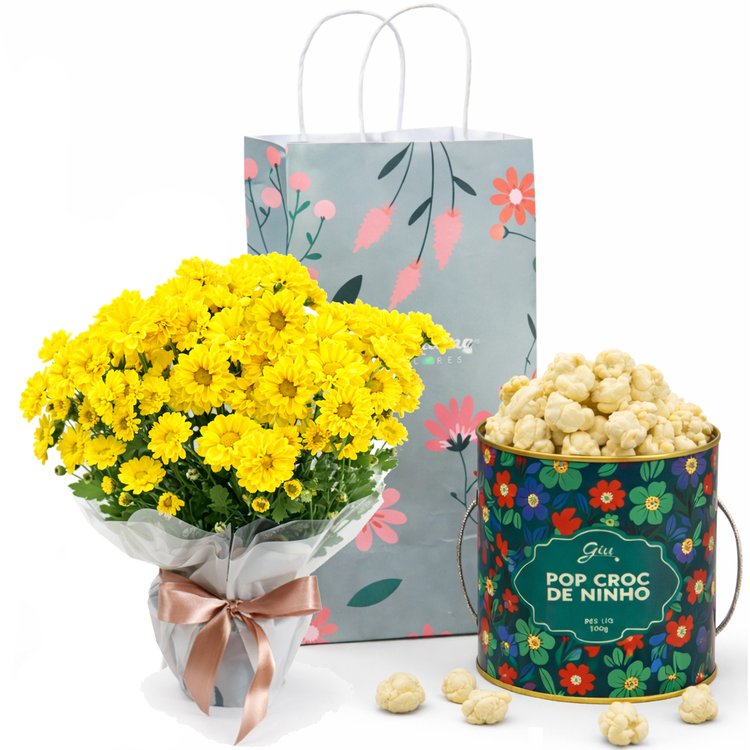 Margaridinhas Amarelas e Pipoca Giuliana Flores na Bag Florescer