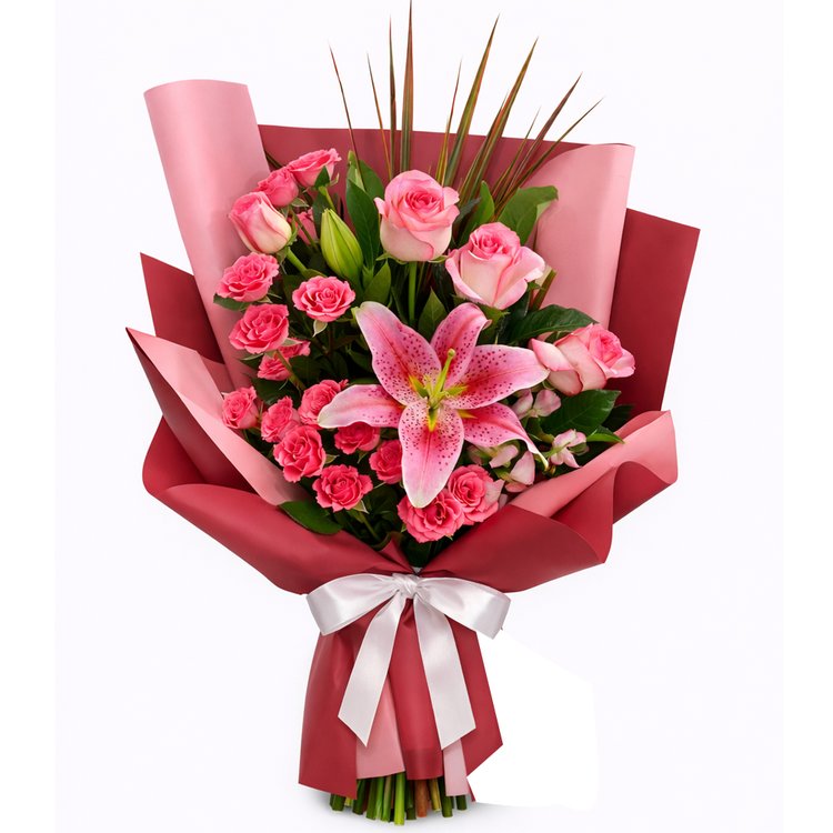 Buquê de Flores Cor de Rosa Majestade