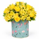 Arranjo Harmonia de Rosas e Astromélias Amarelas