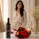 Vinho Tinto Espanhol 99 Rosas Cabernet e Buque de 3 Rosas