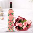 Vinho Rosé Espanhol 99 Rosas Punctum e Buque de 3 Rosas