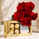 Buquê de 6 Rosas Vermelhas e Ferrero