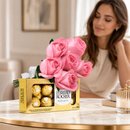 Buquê de 6 Rosas Pink e Ferrero