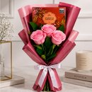 Buquê Trio de Rosas Cor de Rosa e Chocolate Giuliana Flores